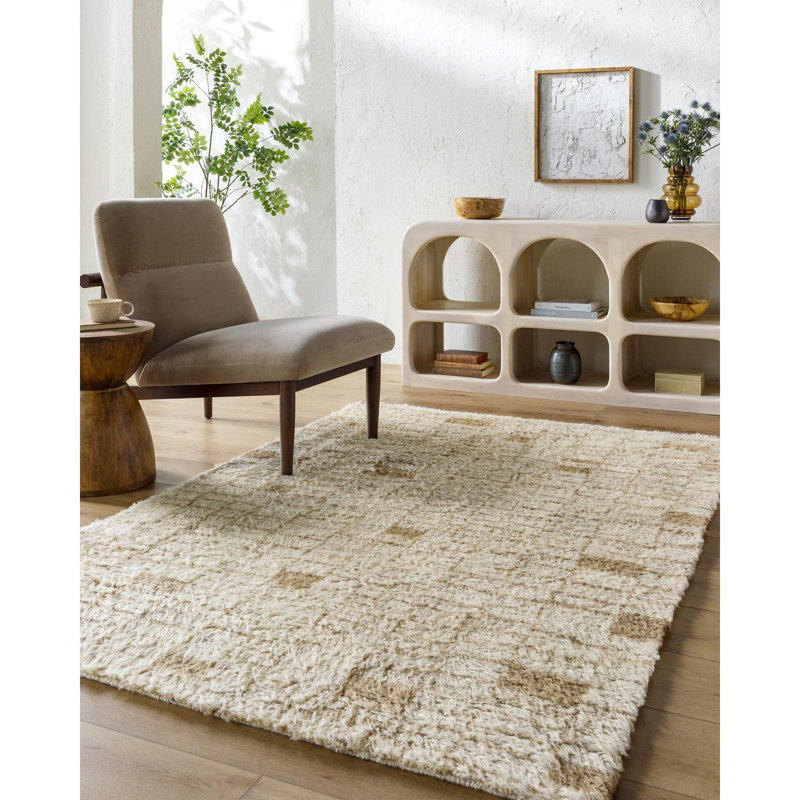 Anemone Geometric Wool Shag Rug, Rectangle 8' x 10'