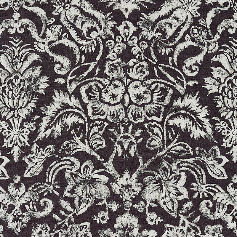 Tissu moderne de luxe avec imprimé Mansfield, Graphite et argent