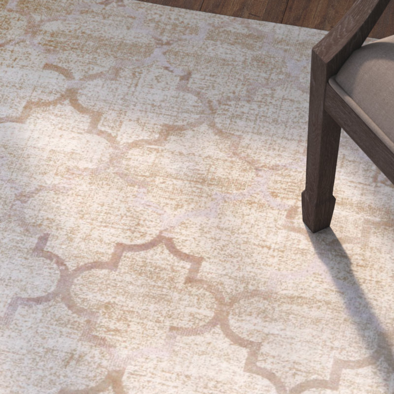 Tapis géométrique ivoire / brun clair Archdale, Rectangle 5 pi 2 po x 8 pi