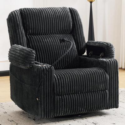 Fauteuil inclinable manuel avec rangement pour accoudoirs, appui-tête réglable, support pour téléphone et poches latérales