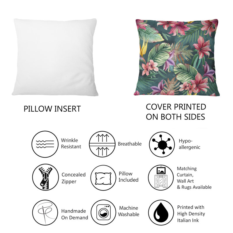 Coussin décoratif imprimé tropical 12 "x 20"