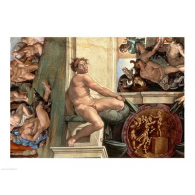 Plafond de la chapelle Sixtine (1508-12), détail d'une des affiches d'Ignud par Michel-Ange Buonarroti (24 x 18)