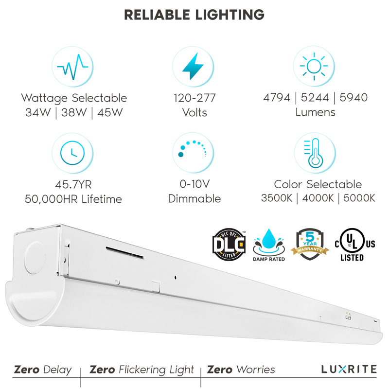 White 4-Foot Slim LED Linear Shop Light with Adjustable Color Temperature