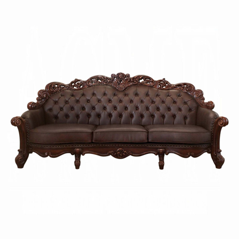 Canapé à accoudoirs arrondis Haslet, Cerise, Brun, H 51 po x l 113 po x P 42 po