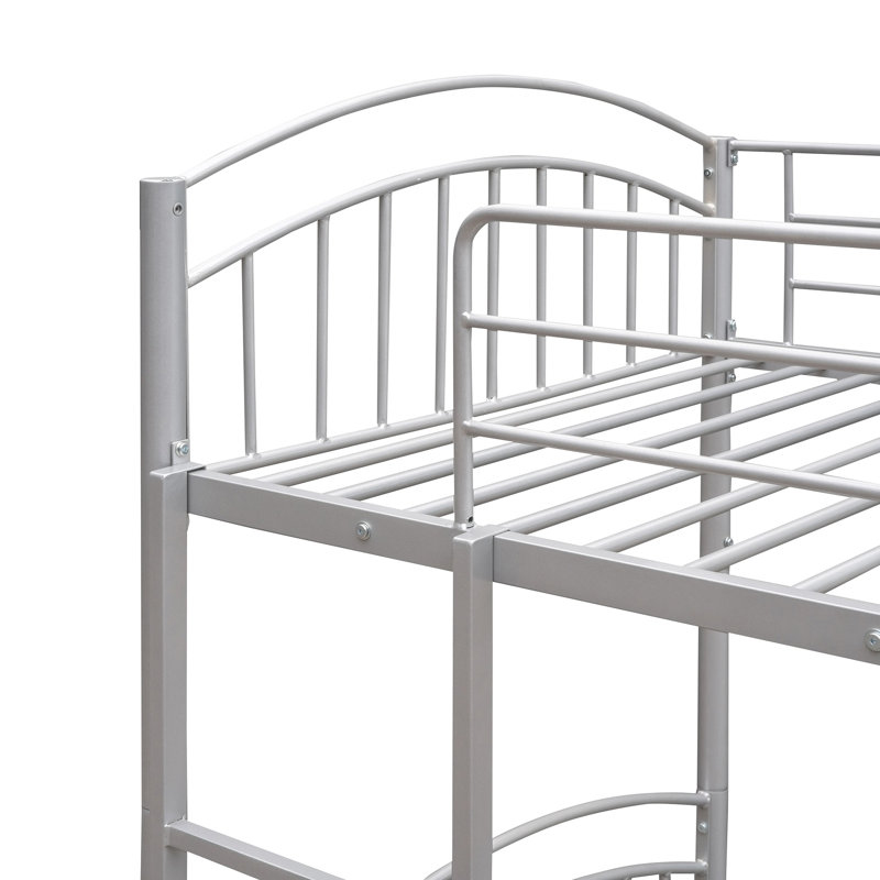 Twin Over Twin Metal Bunk Bed, Silver