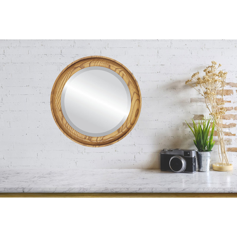 Wimborne Wood Flat Wall Mirror, 21" x 21", Light Carmel