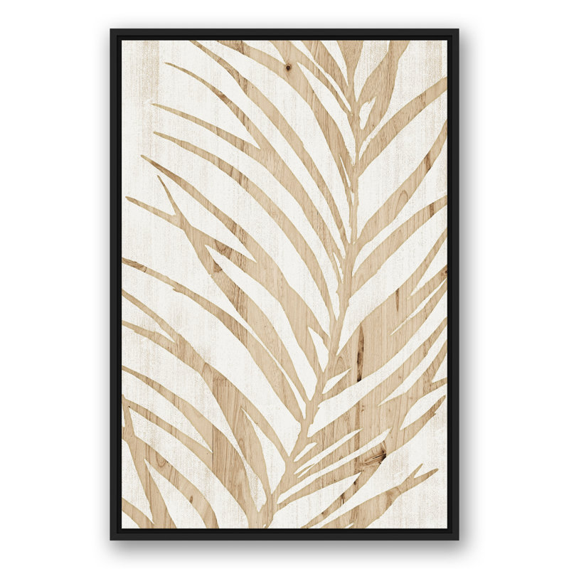 " Wooden Palm ", 37.75" H x 25.75" W x 1.75" D, Black Floater Frame