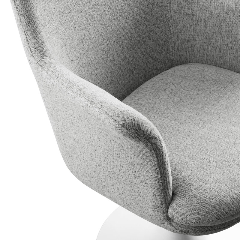 Lippa Performance Velvet Swivel Dining Armchair, Fabric Light Gray, White