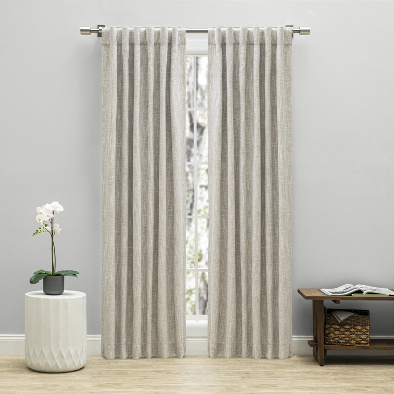 Bouton Gorgeous Textured 100% Blackout Insulated Curtain Panel, 52" W x 63" L, Oatmeal