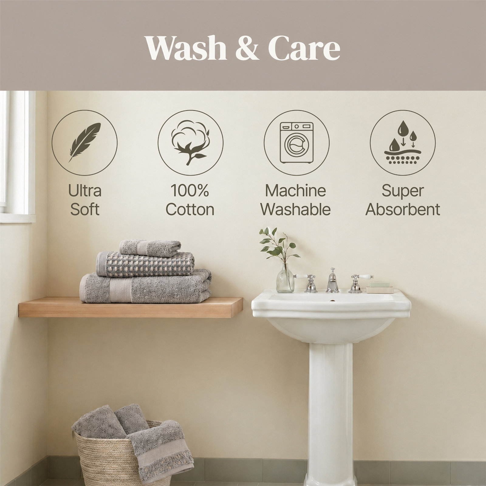 Drucilla 6-Piece Jacquard Cotton Towel Set, Charcoal