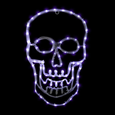 18" Lighted Skull with 4 Function Controller Window Silhouette Halloween Decoration
