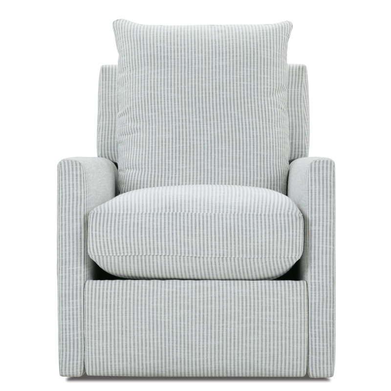 Lilah Manual Swivel Recliner, Blue Polyester Blend