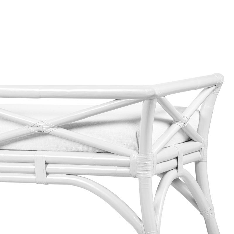 Wicker Bench, White