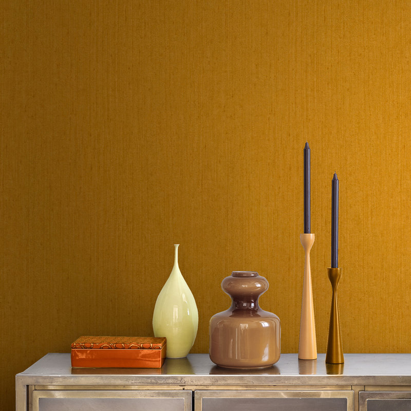 Metallic Wallpaper Roll, Yellow Ochre