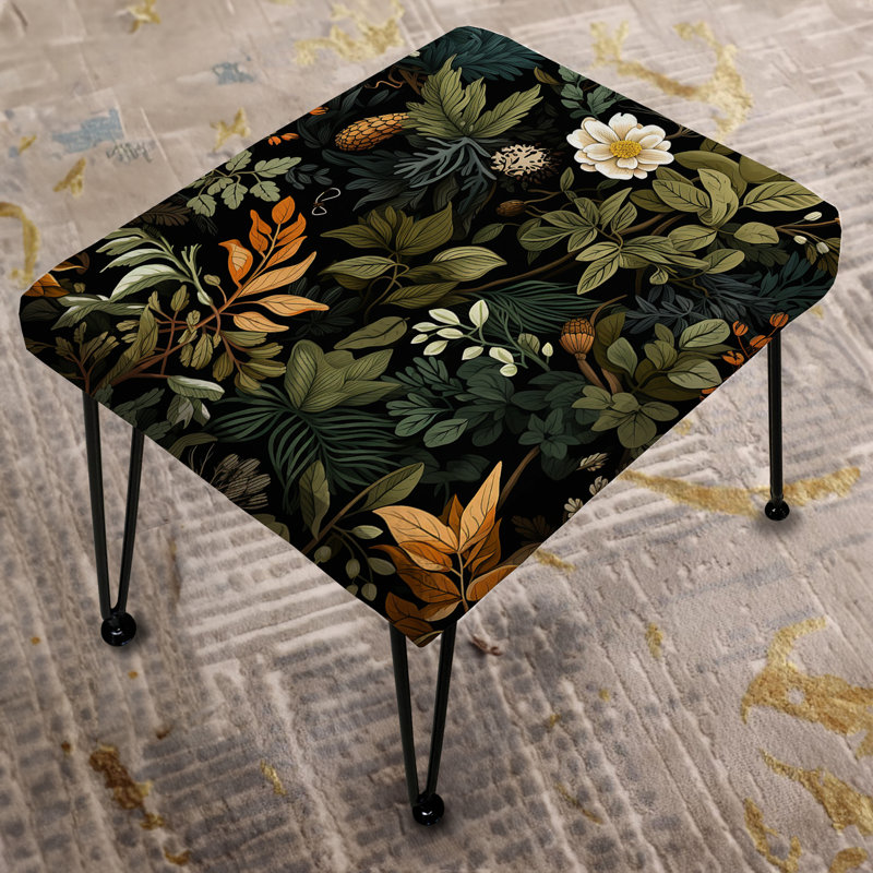 Rustic Wilderness Cottage - Repose-pieds rectangulaire floral