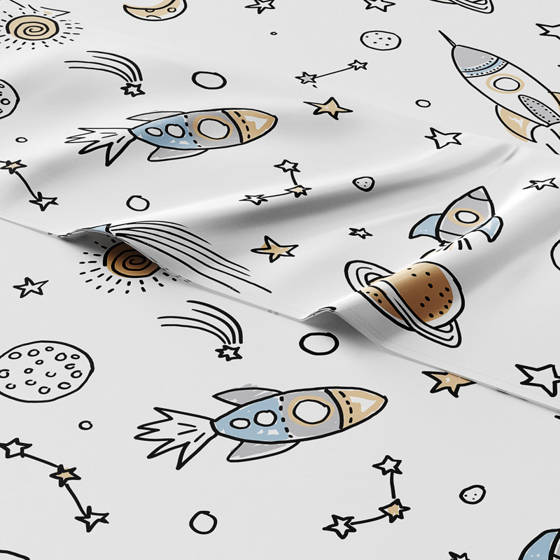 Kids Sheet Set, Soft Microfiber Bedding, Cozy & Breathable, Wrinkle Free Easy Care Bed Sheets, Space 1