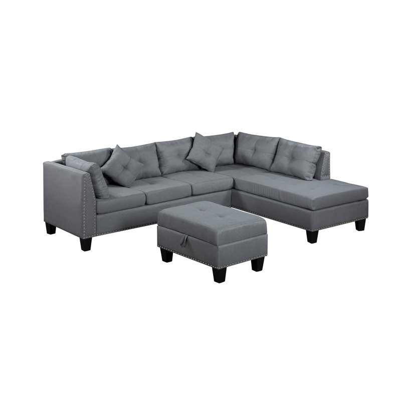 Canapé, chaise et repose-pieds 104,5 po, gris