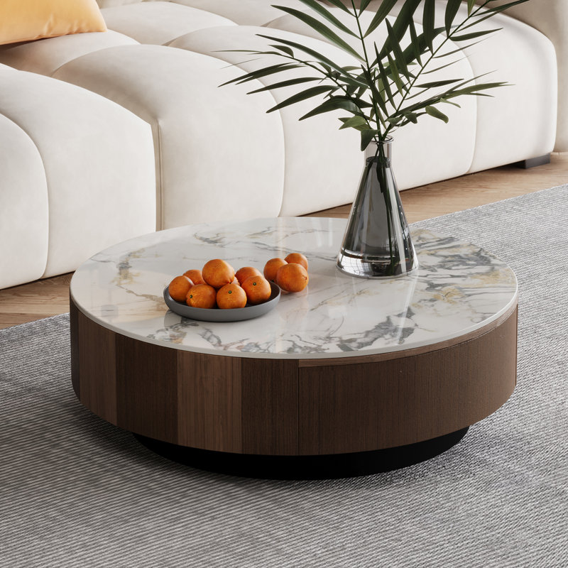 Round Faux Marble Coffee Table