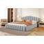 Velvet Upholstered Queen Bed Frame Floor Bed Shell-Shaped Headboard For Bedroom,No Box Spring Needed-1636996496