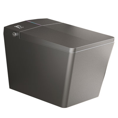 Square Luxury Smart Toilet With Built - In Tank, Remote Control, Auto Flush, Heated Bidet Seat, 3 Level Adjustable Temp, Led Digital Display, Luxury, Night User Memory, , Contemporary Style