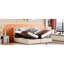 Lit de rangement hydraulique rembourré beige pour un très grand lit avec revêtement et espace spacieux