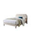 Structure de lit simple en lin avec tête de lit capitonnée à boutons Relexhoon Relexhoon, lit plateforme avec support en lattes de bois-790951559-790951578