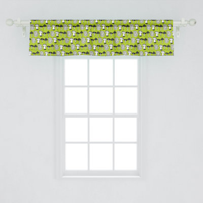 Ambesonne Forest Valance Pack of 2 Woodland Mushrooms Theme 54"" Lime Green Charcoal Grey -  val-2_110848_12x54