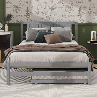 Lit double réglable en bois avec lit gigogne