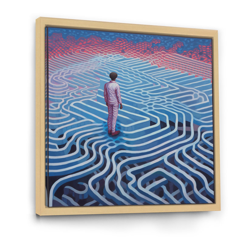 Errant dans le labyrinthe de l'esprit - impression, H 36 po x l 36 po x P 1,5 po, Cadre naturel flottant