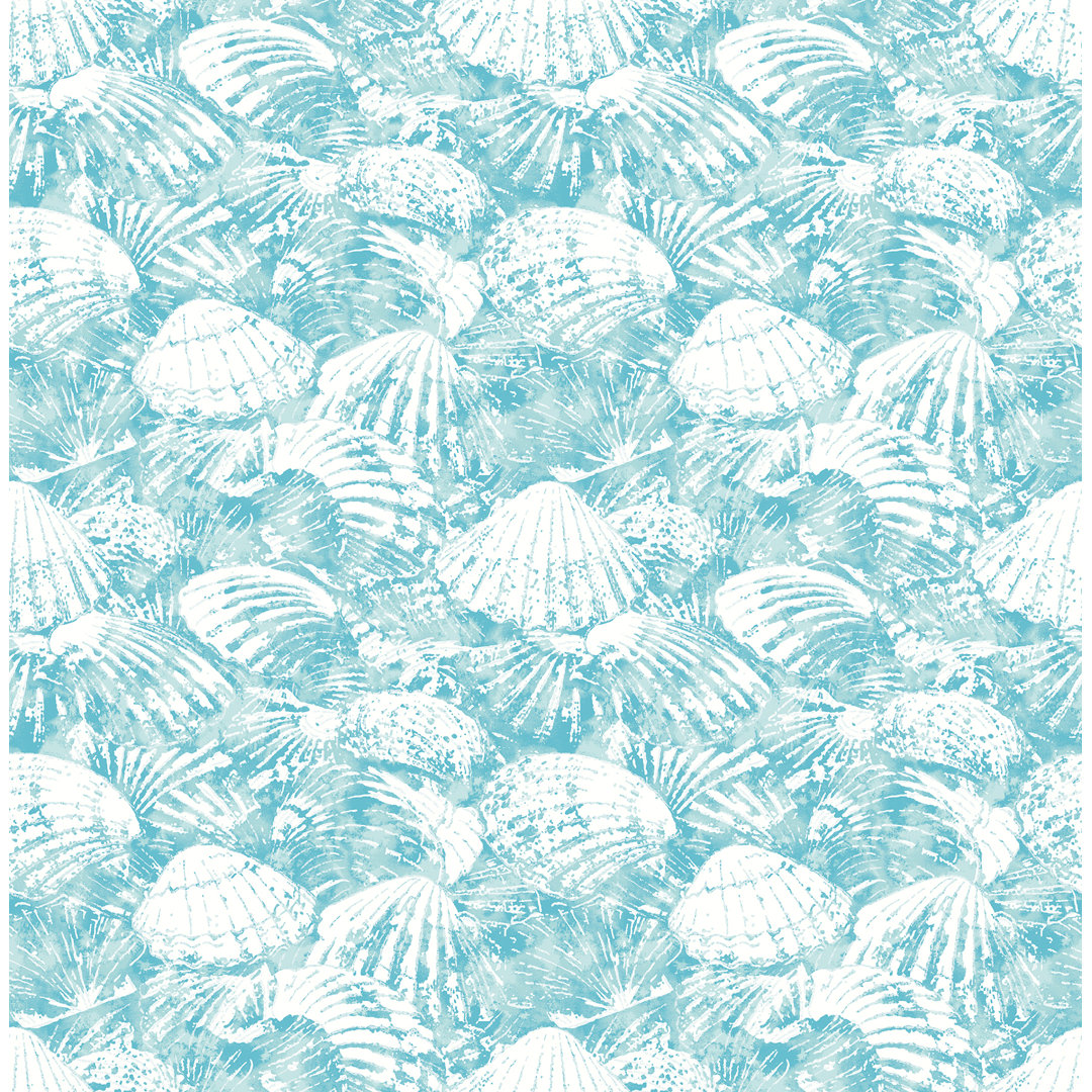  Surfside Aqua Shells Wallpaper Brewster Home Fashions 