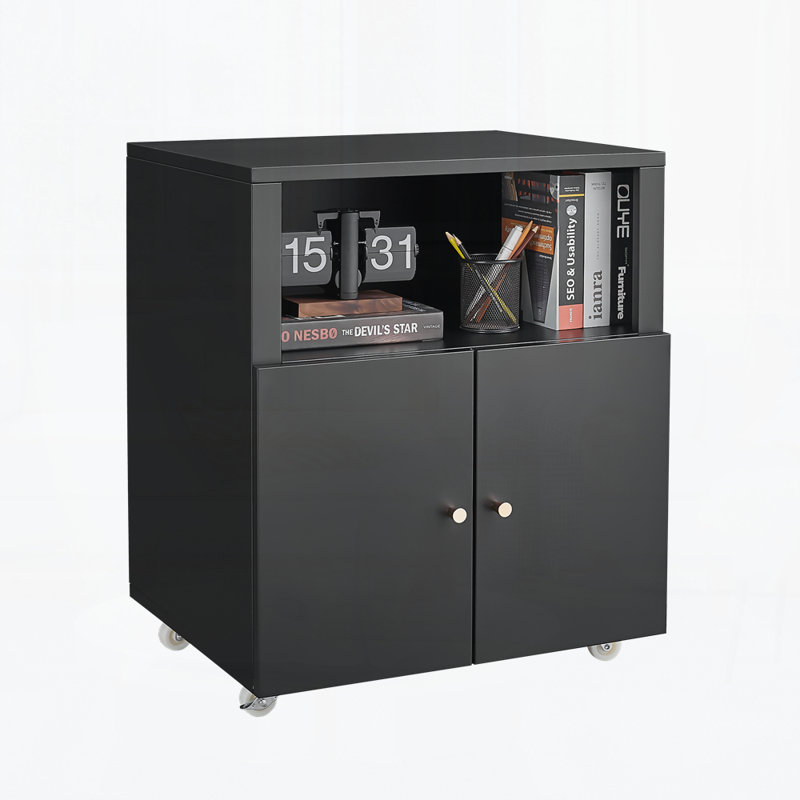Bureau à domicile pour imprimantes avec roulettes, tables d'imprimante avec porte-classeur, classeur latéral mobile avec tablette de rangement ouverte pour les dossiers de format lettre / légal / A4,
