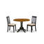 L'ensemble de table de salle à manger 3 pièces contient une table de cuisine ronde avec Dropleaf et 2 chaises de salle à manger rembourrées en tissu de lin, 42 po x 42 po, noir et cerise-823365965-823366002-884979590