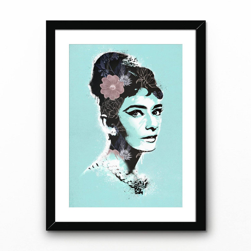 Holly Golightly - Print on Canvas, Matte Black/White Framed, 71cm H x 50.8cm W x 5cm D