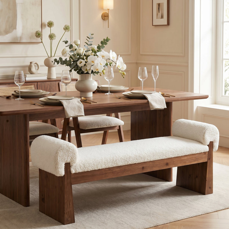 Wood Upholstered Dining Bench