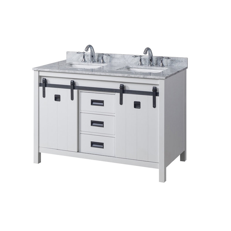 48 " W Freestanding Standard Free Standing 2 Double Vanity Bathroom Vanity With Marble Top