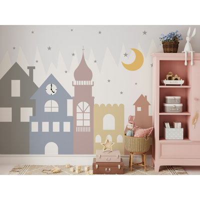 Papier peint amovible avec étoiles colorées Crescent Moon