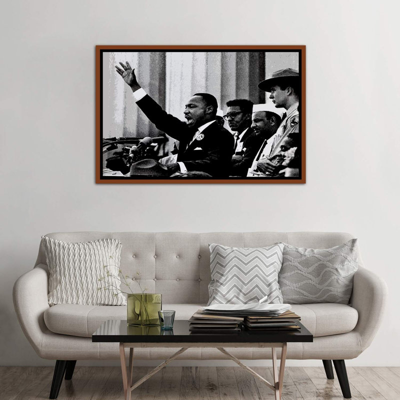 Martin Luther King - reproduction de photo, Toile avec cadre en bois classique, H 40 po x l 60 po x 1,5 po