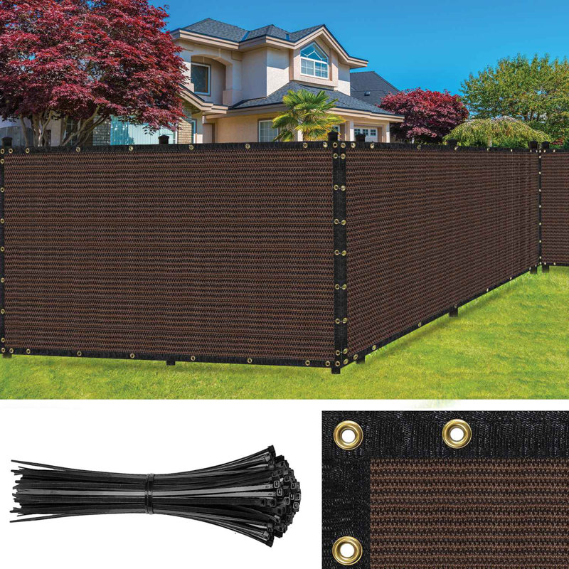 Brown Heavy-Duty Polyethylene Privacy Fence Screen with Grommets