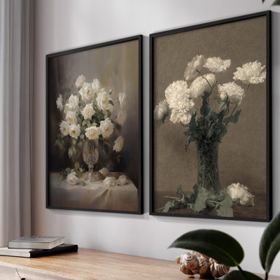 Vintage  Floral XXXII  -Framed Giclee Print - Set of 2