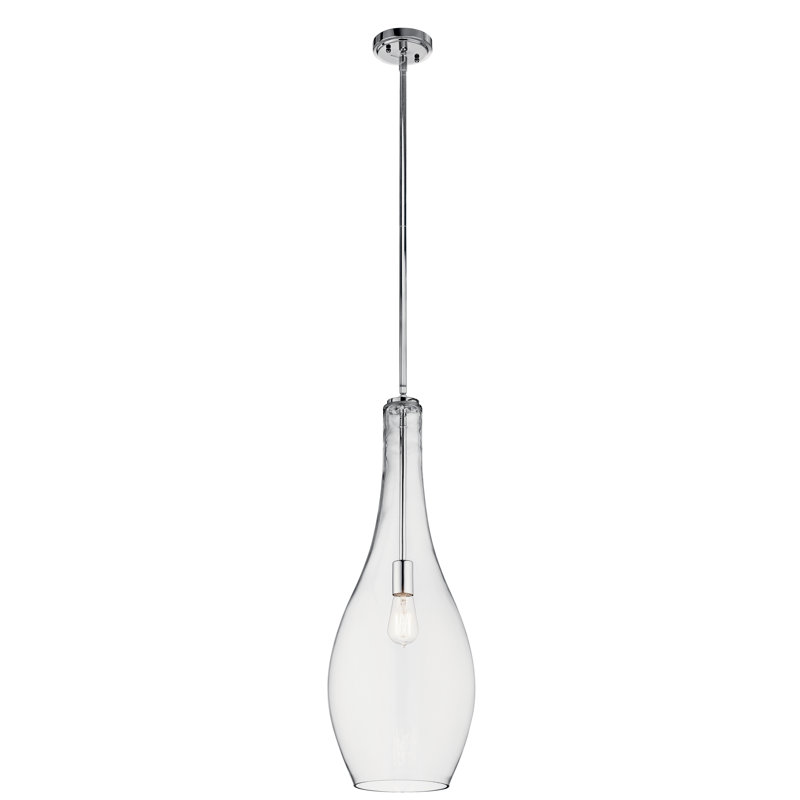 Moten 1 - Light Single Pendant, Chrome, 29.75" H x 10.75" W x 10.75" D, Clear