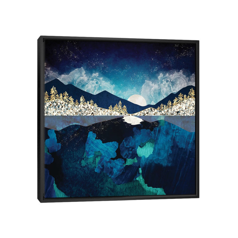 «Midnight Water», reproduction d'impression, Pas de tapis, H 26 po x l 26 po x P 1,5 po, Toile avec cadre noir