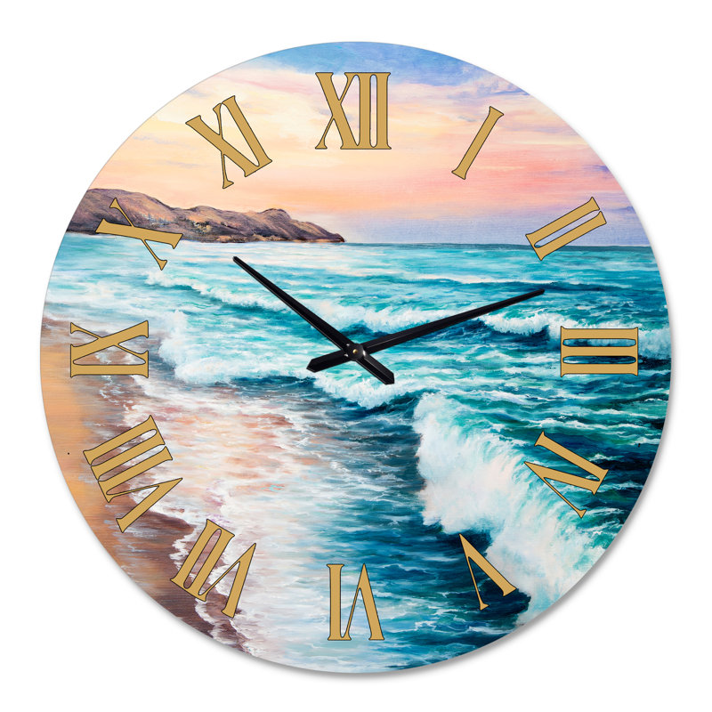 Horloge murale nautique et côtière pastel, Grand