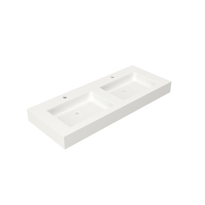 Évier de surface solide en pierre de pierre pour meuble-lavabo - profondeur 46,7 po, largeur 18,59 po, hauteur 4,28 po, adaptable à diverses configurations, matériau, comptoir ou fixation murale, bords sans couture