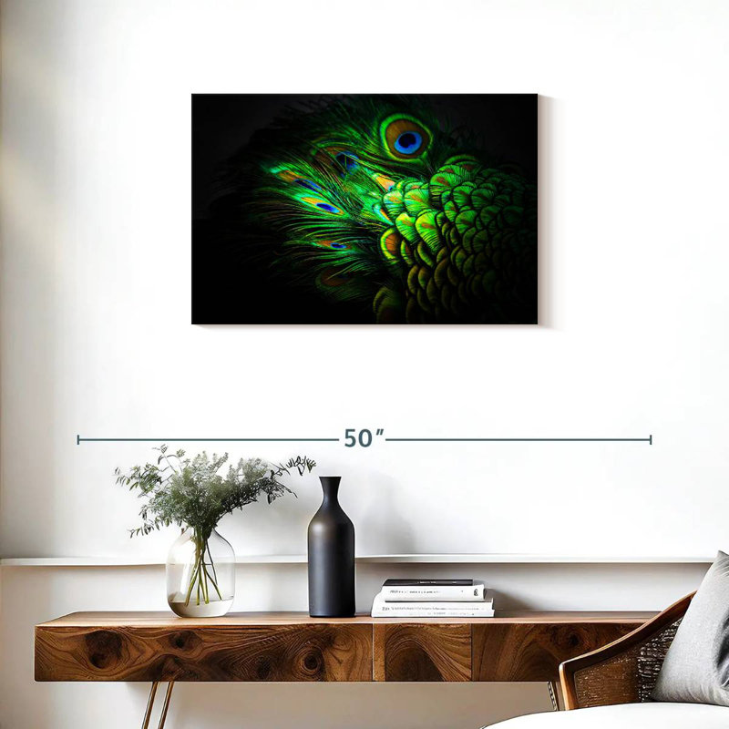 Emerald Peacock Feather, 20" H x 30" W