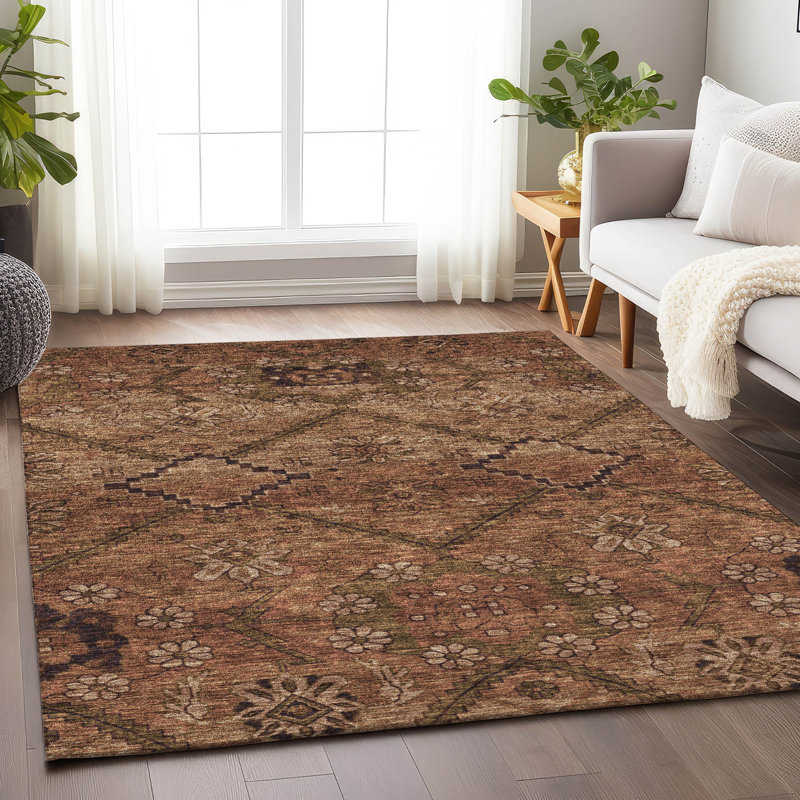 Tapis paprika de qualité supérieure lavable à la machine Prisco, Rectangle 2 pi 6 po x 3 pi 10 po