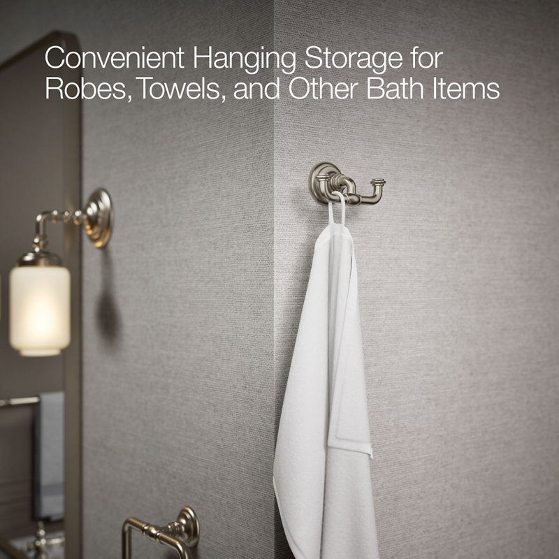 Artifacts® Double Wall Mounted Robe Hook, Vibrant Brushed Nickel