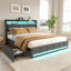 Carlyann Modern Fabric Bed Frame With LED Headboard Storage, USB & Type-C Ports, And Under-Bed Drawers-1629624114-1629624115