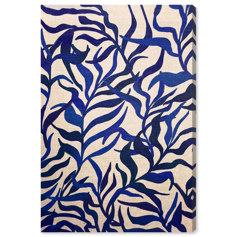 «Seaweed Blue Decor» par Art Remedy, H 20 po x l 16 po, Toile tendue avec châssis
