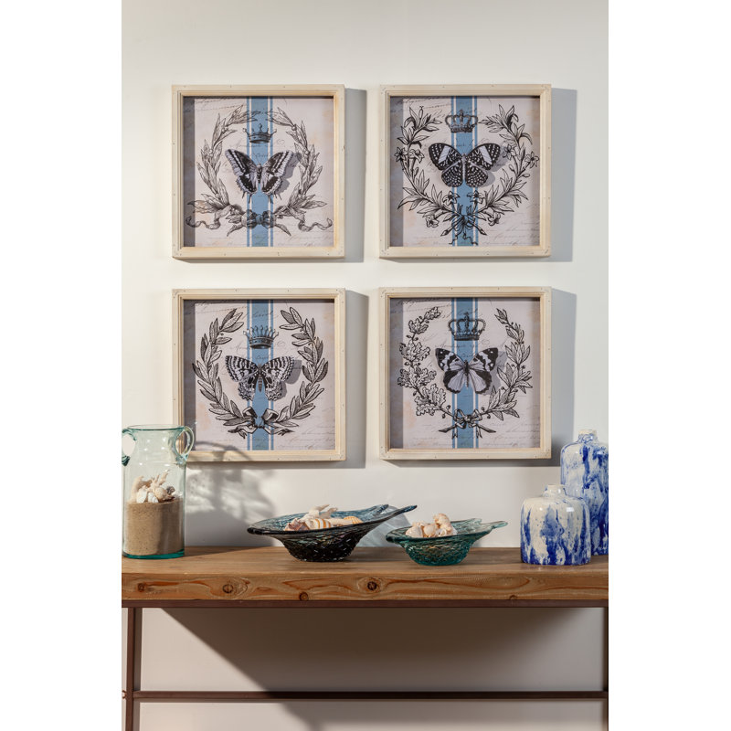 Art inspiré de la nature, ensemble de 4 papillons royaux encadrés