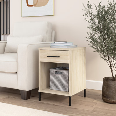 Sihi End Table With Drawer, Compact Side Table With Storage, Modern Design, Living Room, Bedroom, Furniture